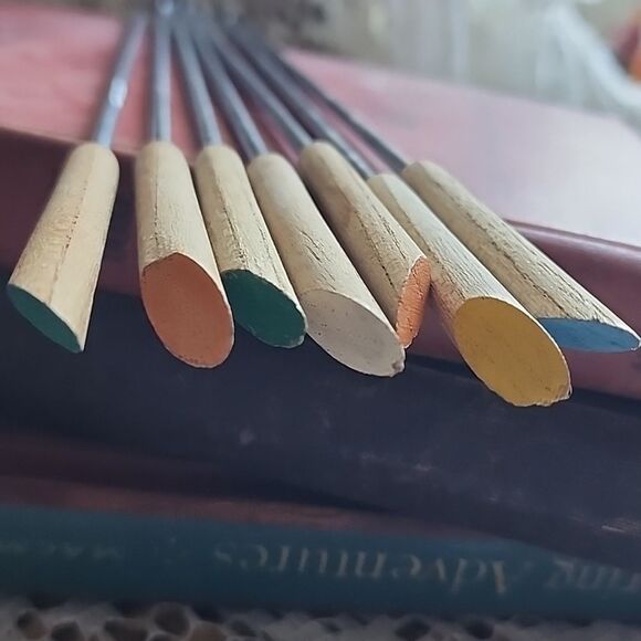 Vintage Mid Century Modern Wooden & Metal Fondue Forks - Picture 6 of 8